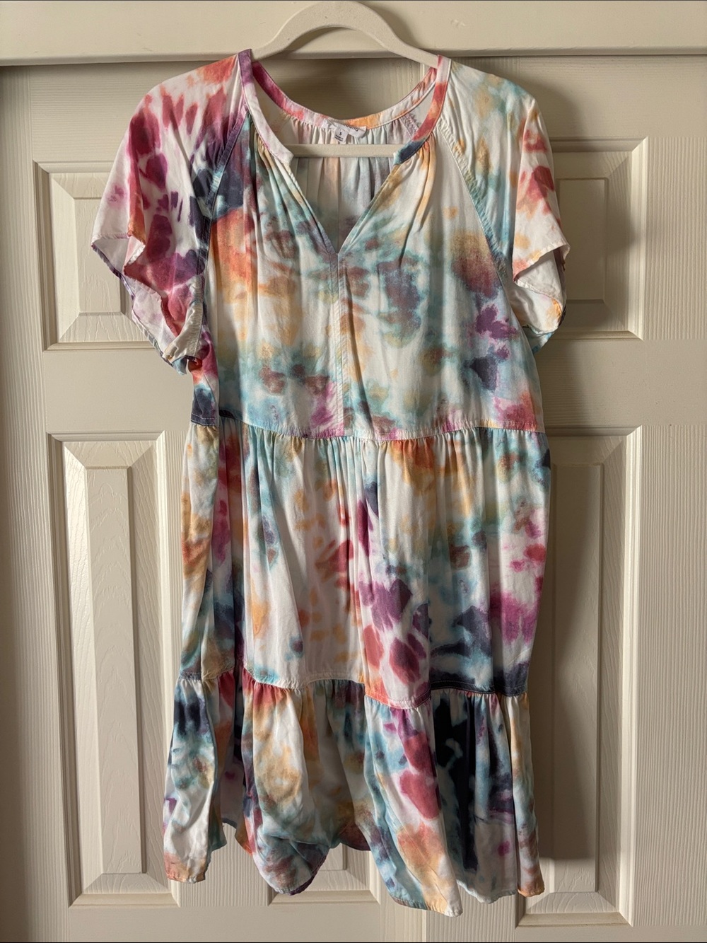 Westbound Multicolor Tie-Dye Tiered Midi Dress